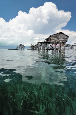ahşap Bajau finsherman'ın kulübe