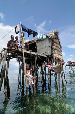 Bajau fisherman's wooden hut clipart