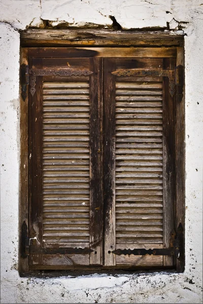 Traditional old wooden window in Greece — Stock Photo, Image