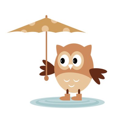 bir şemsiye altında yağmur baykuş