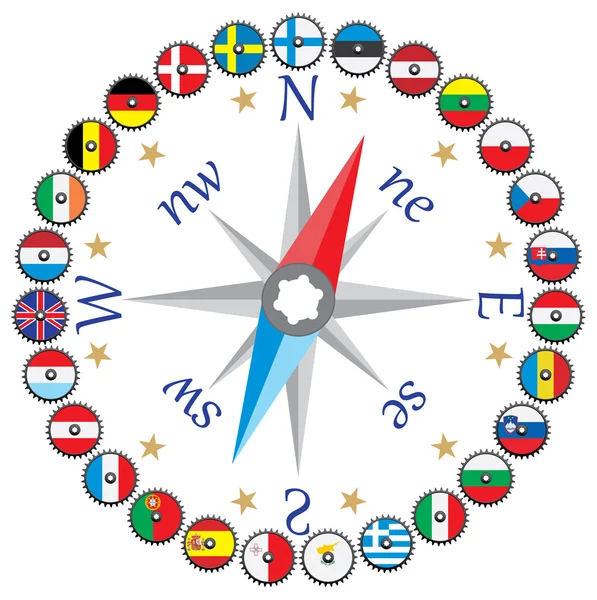 Die Arbeit der EU gegen den Kompass. — Stockvektor