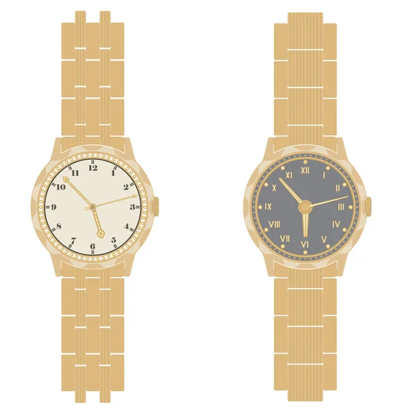 Reloj de pulsera con pulsera — Vector de stock