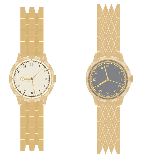 Montre bracelet en or — Image vectorielle