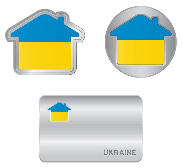 Home-Symbol auf der ukrainischen Flagge — Stockvektor