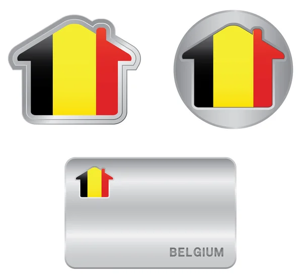 Icône d'accueil sur le drapeau belge — Image vectorielle