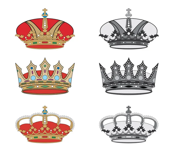 Набор королевских корон . — стоковый вектор