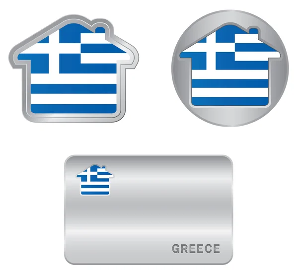 Home ikon på Grækenlands flag – Stock-vektor