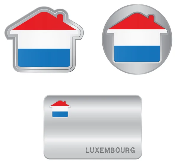 ルクセンブルクの国旗上のホーム アイコン — ストックベクタ