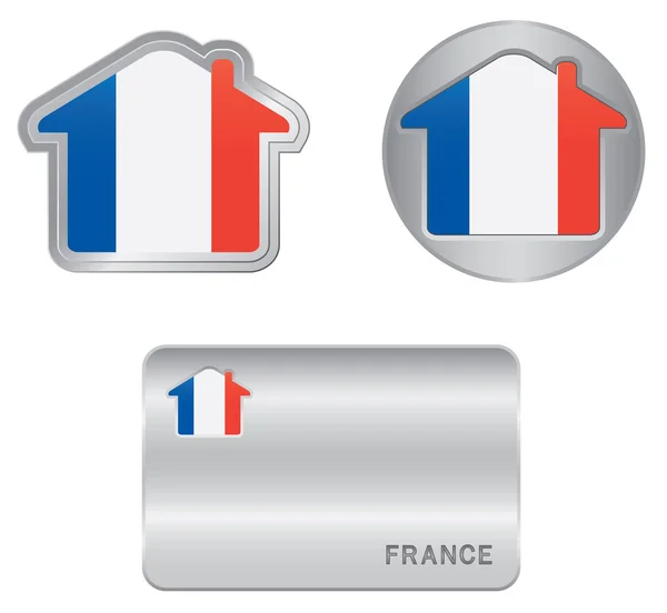 Icône d'accueil sur le drapeau français — Image vectorielle