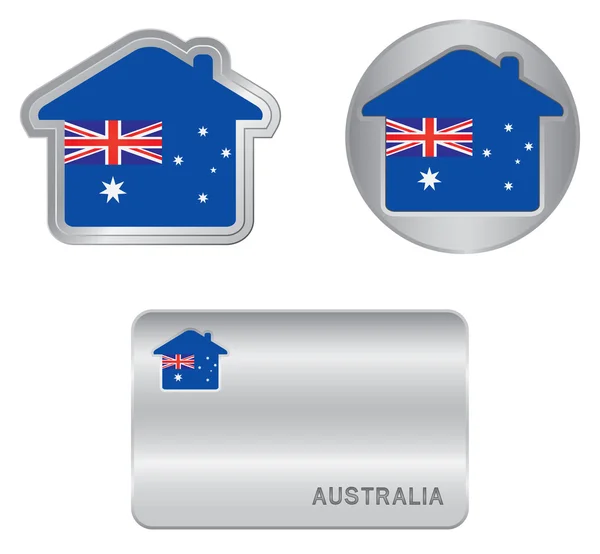 Ícone de casa na bandeira da Austrália — Vetor de Stock