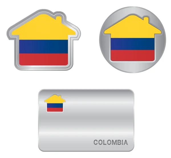 Kolombiya bayrak ev simgesini — Stok Vektör