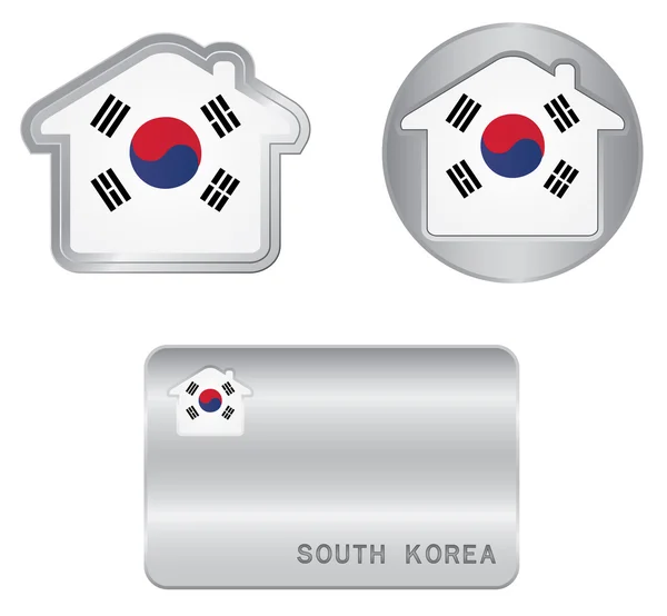 Icono de inicio en la bandera de Corea del Sur — Vector de stock