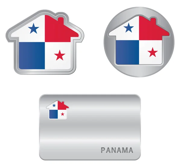 Home ikon på Panama flag – Stock-vektor