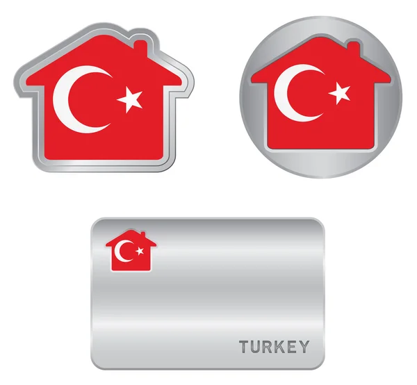 Ícone de casa na bandeira da Turquia — Vetor de Stock