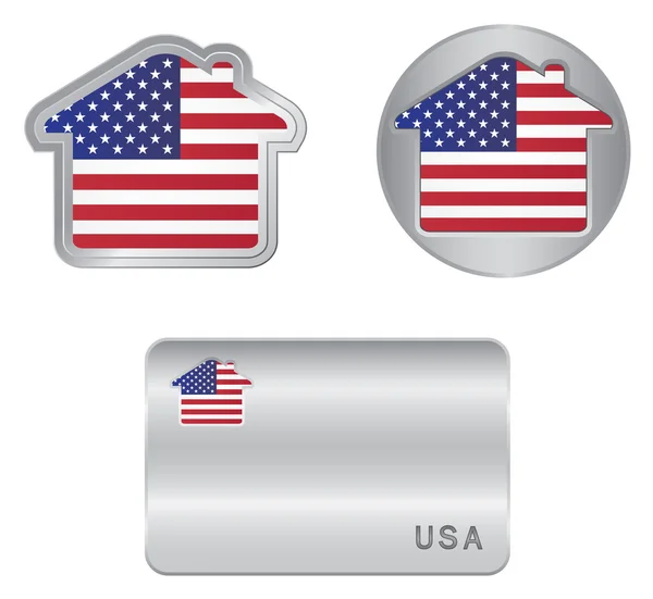 Home icon on the USA flag — Stock Vector