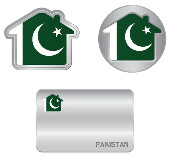 Home icon on the Pakistan flag — Stock Vector