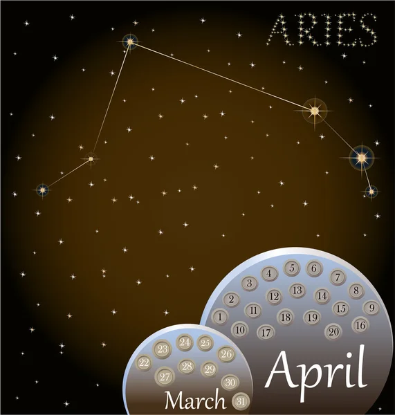 Calendar of the zodiac sign Aries. — Stock Vector