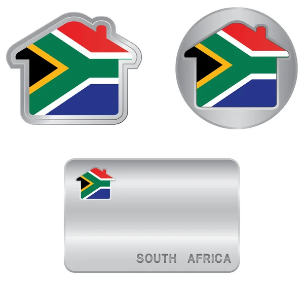 Home icon auf der südafrikanischen Flagge — Stockvektor