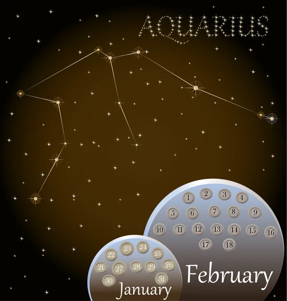 Calendar of the zodiac sign Aquarius. — Stock Vector