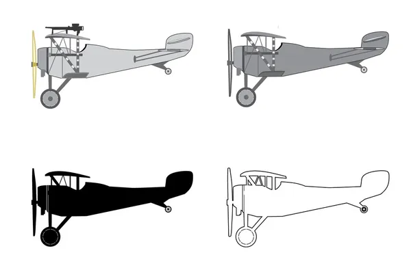 Modelo Avião Retro Biplano . — Vetor de Stock