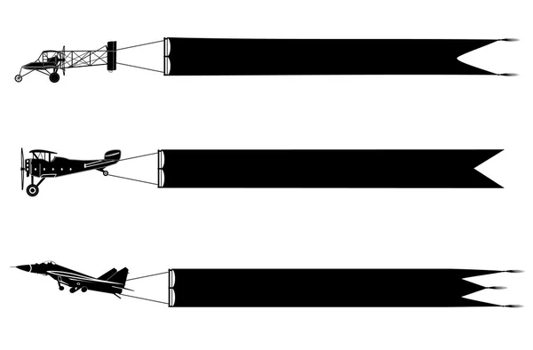 飞机剪影与横幅 — 图库矢量图片