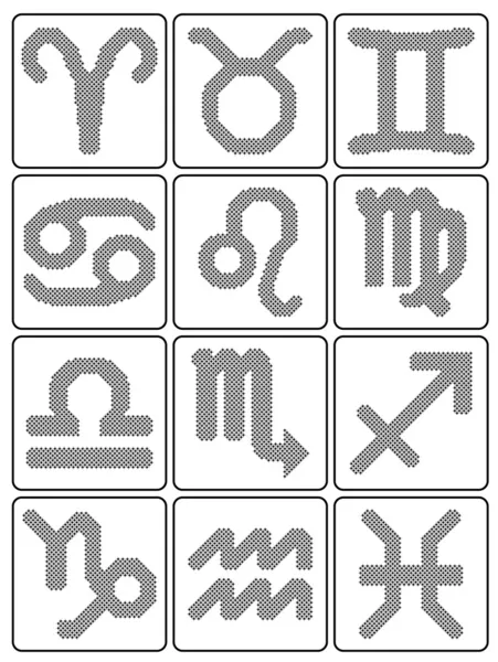 Set de semne zodiacale sub formă de pixeli Stele . — Vector de stoc