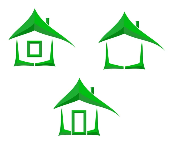 Icono verde hogar . — Vector de stock