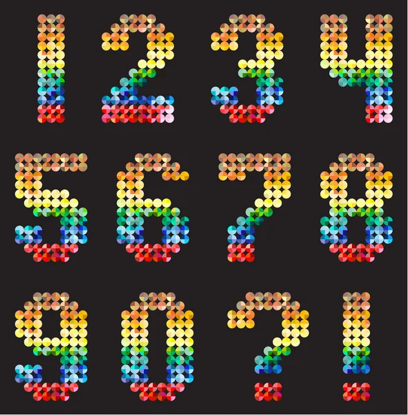 Numéros Alphabet de la mosaïque multicolore — Image vectorielle