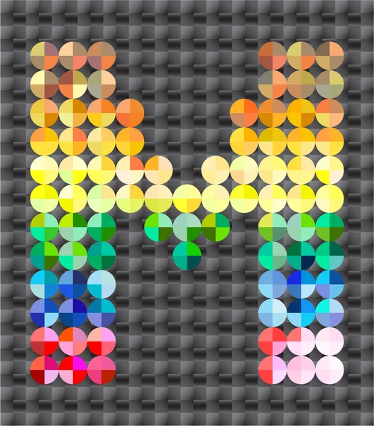 Alfabeto de mosaico de colores, letra M — Vector de stock