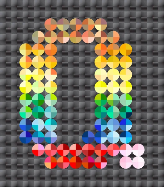Alfabet van kleurrijke mozaïek, letter q. — Stockvector