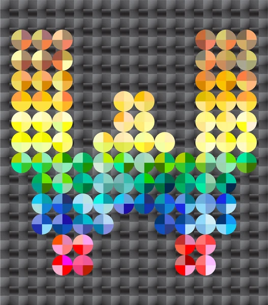 Alfabeto de mosaico de colores, letra W . — Vector de stock