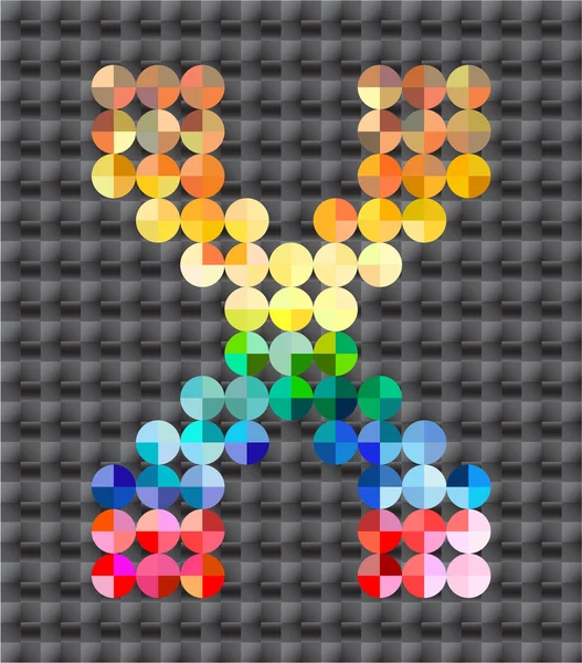 Alfabeto de mosaico de colores, letra X . — Archivo Imágenes Vectoriales