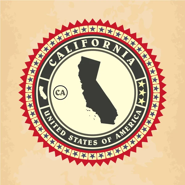Vintage label-sticker cards of California — Stock Vector