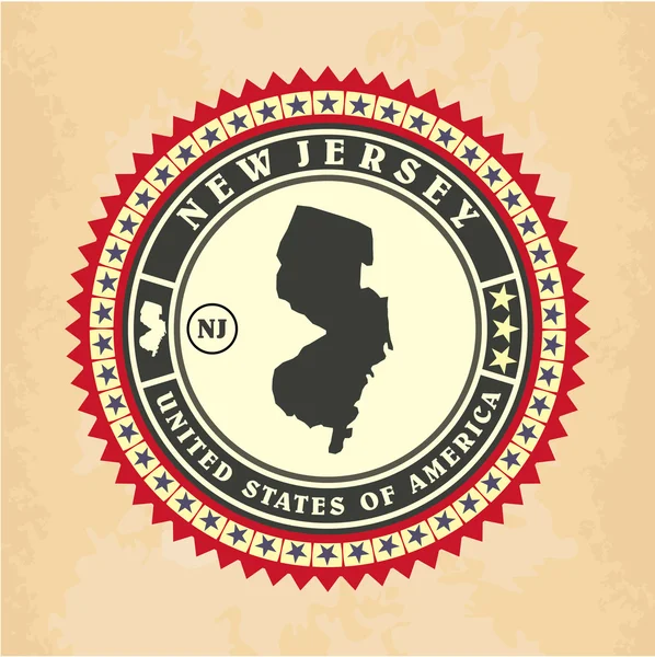 Tarjetas adhesivas de etiqueta vintage de Nueva Jersey — Vector de stock