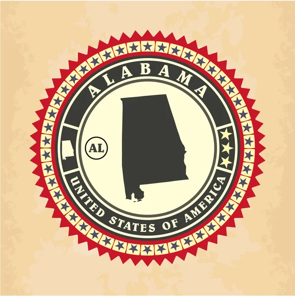 Vintage label-sticker cards of Alabama — Stock Vector
