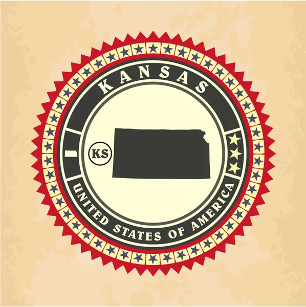Cartes étiquettes-autocollantes vintage du Kansas — Image vectorielle