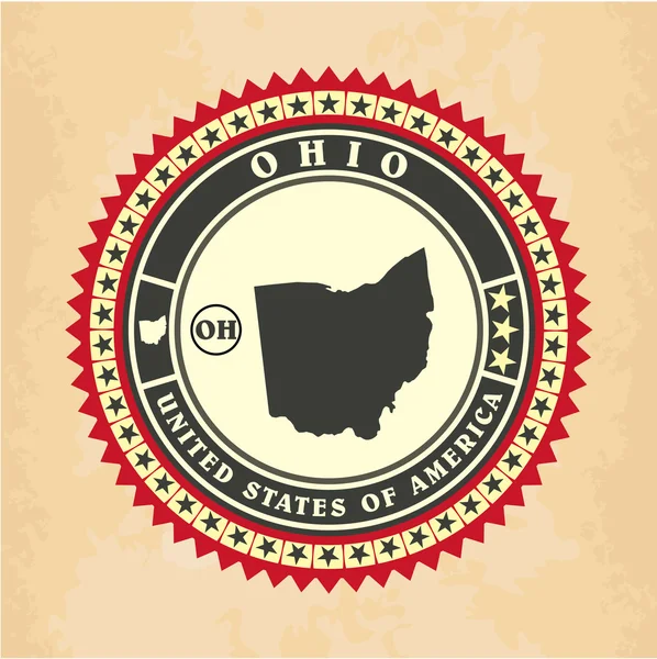 Cartes étiquettes-autocollantes vintage de l'Ohio — Image vectorielle