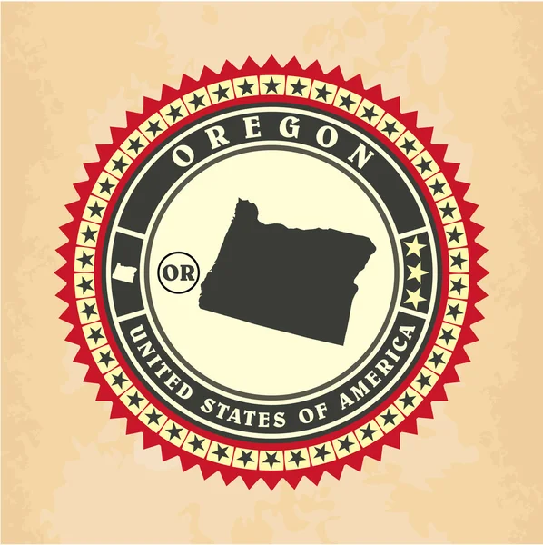 Vintage etiket-sticker kaarten van oregon — Stockvector