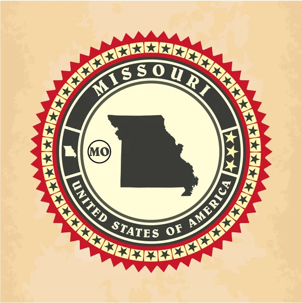 Carte adesive etichetta vintage del Missouri — Vettoriale Stock