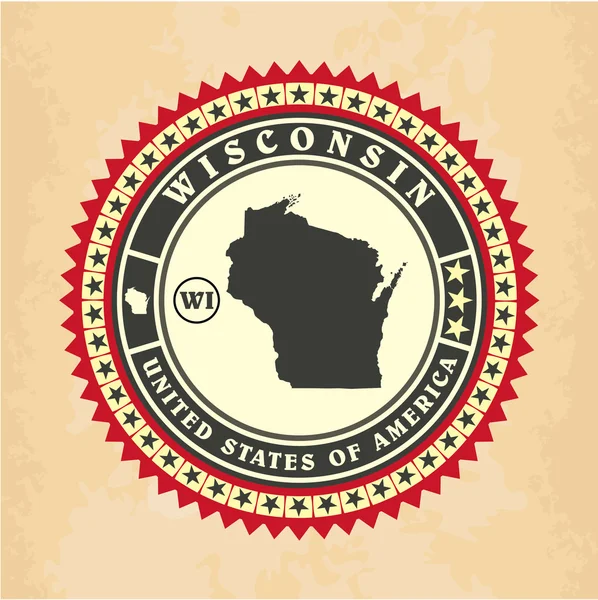 Cartes étiquettes-autocollantes vintage du Wisconsin — Image vectorielle