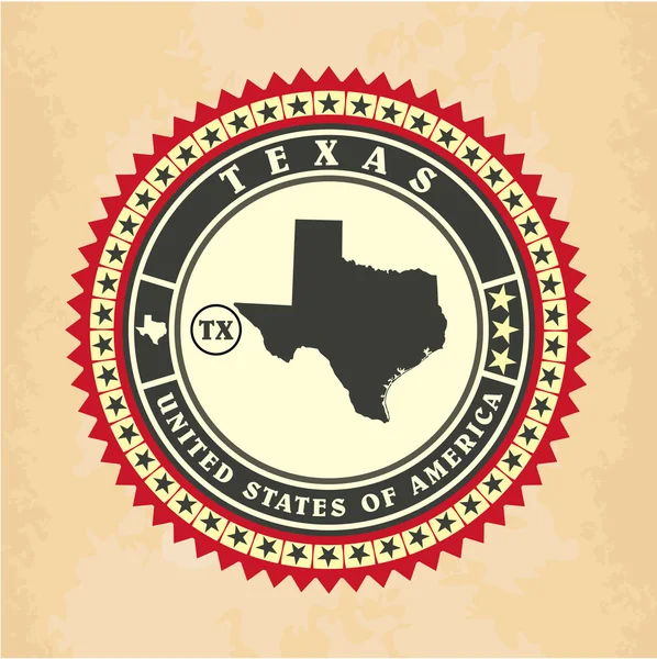 Vintage label-sticker cards of Texas — Stock Vector