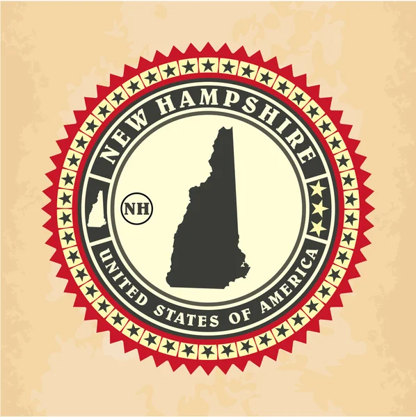 Vintage label-sticker cards of New Hampshire — Stock Vector