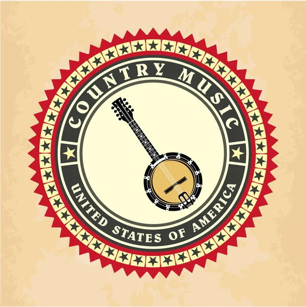 Vintage label country musique vecteur — Image vectorielle