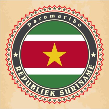 Vintage etiket kartları Surinam bayrağı.