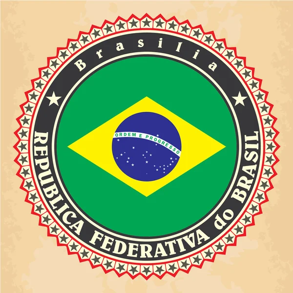 ブラジルの国旗のヴィンテージ ラベル カード. — ストックベクタ