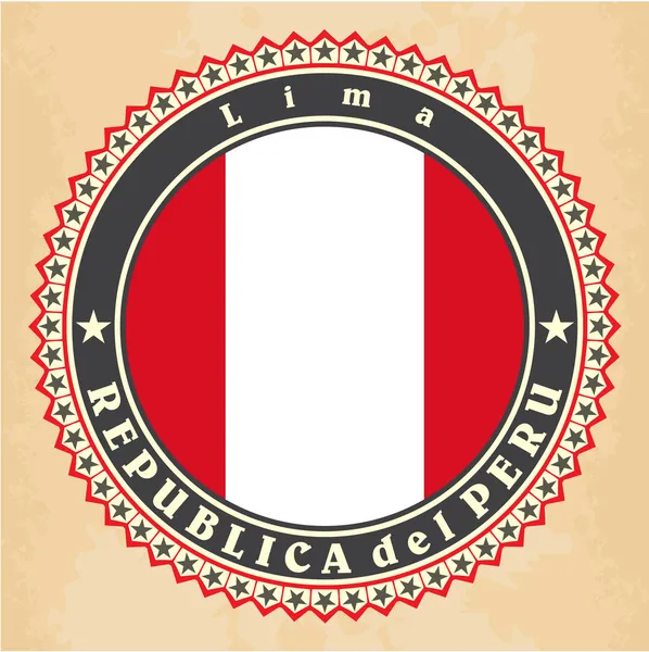 Vintage label cards of Peru flag. — Stock Vector