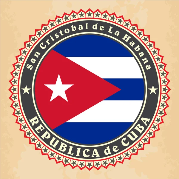 Tarjetas de etiqueta vintage de bandera de Cuba . — Vector de stock