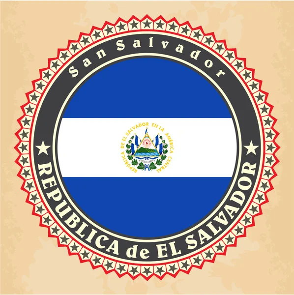 Vintage label cards of El Salvador flag. — Stock Vector