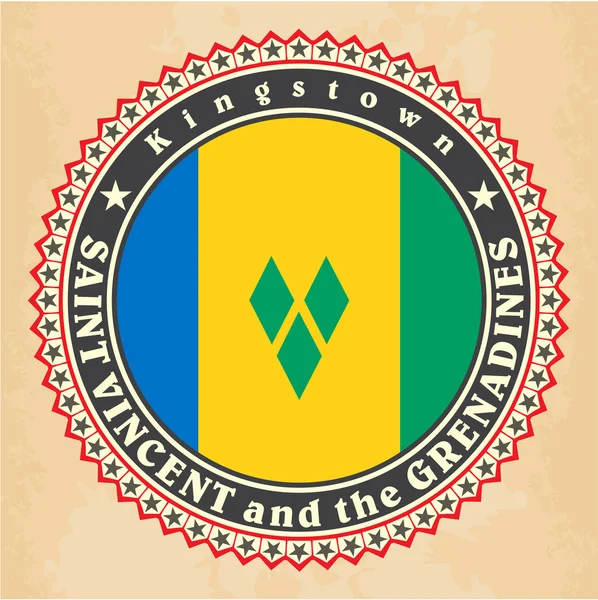 Vintage label kaarten van saint vincent en de grenadines vlag. — Stockvector