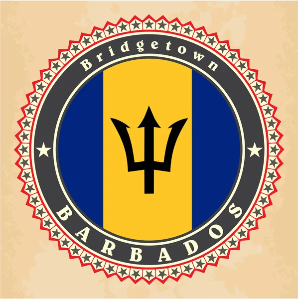 Cartões de etiqueta vintage da bandeira de Barbados . — Vetor de Stock